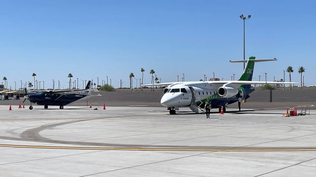 Fairchild Dornier 328JET (N398DC) - The EAS apron at PHX