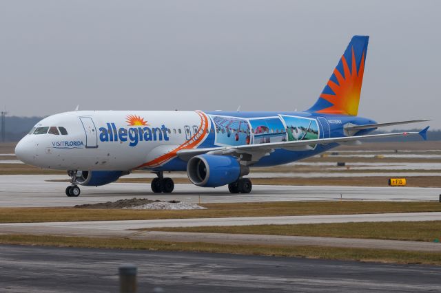 Airbus A320 (N228NV) - An Allegiant A320 wearing the "Visit Florida" Livery approaches Gate 9, 4 days before Christmas... 12/21/2018