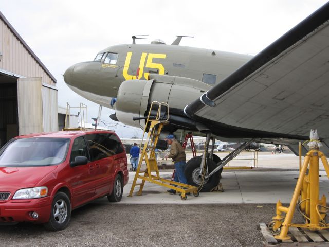 — — - Newly acquired C-47 Biscuit Bomber being overhauled at the Estrella Aviation Museum in Paso Robles.