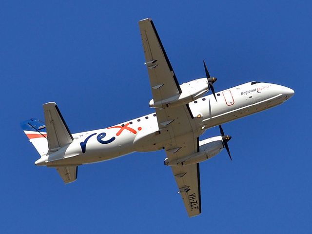 Saab 340 (VH-ZLF) - Getting airborne off runway 23 on a beautiful Adelaide autumn day. Thursday 12th April 2012.