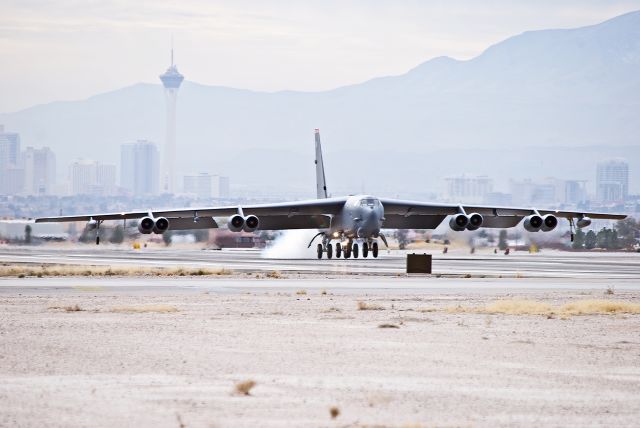 — — - B-52H returning from a Red Flag mission.