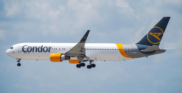 BOEING 767-300 (D-ABUF) - The beautiful Condor 767-300 landing at GSP after a trip over from Frankfurt.  8/28/21.