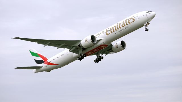 BOEING 777-300 (A6-EGP) - UAE777 climbs from runway 16R for the delivery flight to Dubai Intl (OMDB/DXB) on 5/8/12.