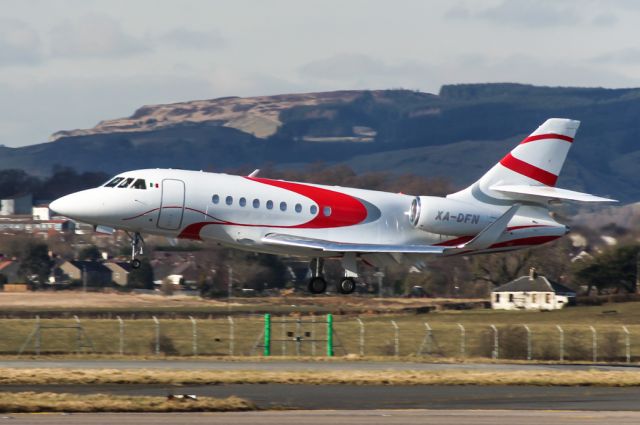 Dassault Falcon 2000 (XA-DFN) - XA-DFN landing at Glasgow Airport