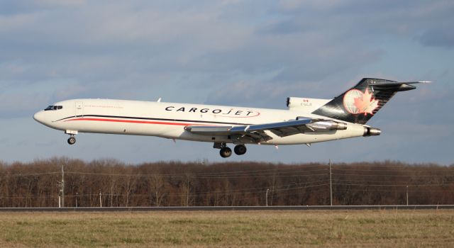 BOEING 727-200 (C-GCJB) - A Cargojet Boeing 727-200 approaching touchdown on Runway 36R at Carl T. Jones Field, Huntsville International Airport - January 23, 2017.