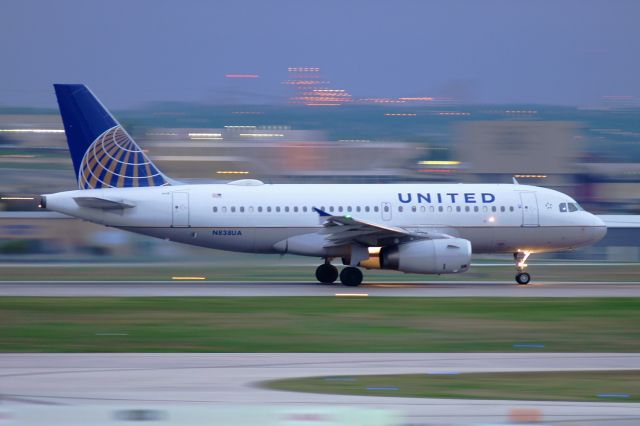 Airbus A319 (N838UA) - 12R departure. 1/20 sec. exposure