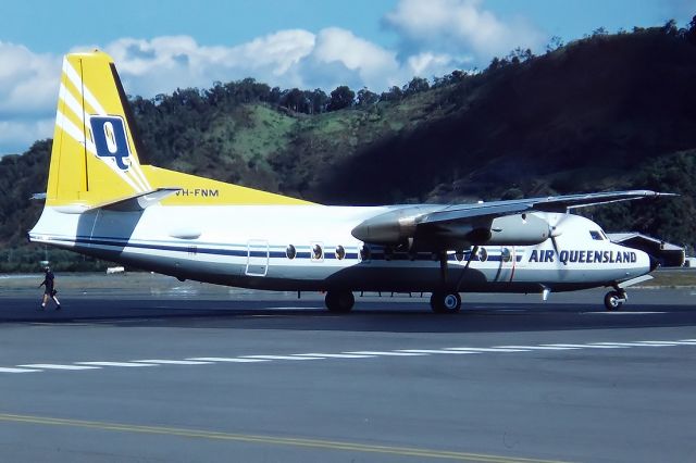 VH-FNM — - AIR QUEENSLAND - FOKKER F-27-200 FRIENDSHIP - REG : VH-FNM (CN 10292) - CAIRNS QLD. AUSTRALIA - YBCS (30/6/1986) 35MM SLIDE CONVERSION USING A LIGHTBOX AND A NIKON L810 DIGITAL CAMERA IN THE MACRO MODE