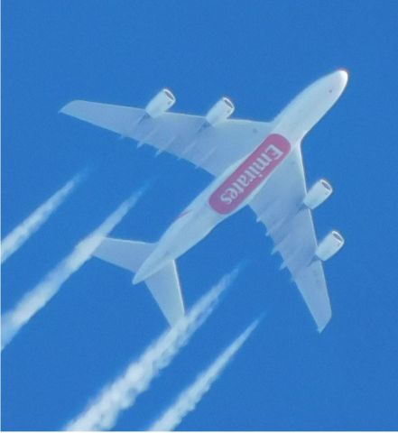 Airbus A380-800 — - Flight 225 of Emirates Air at 35K feet over Corvallis, Oregon 30th December 2018. 