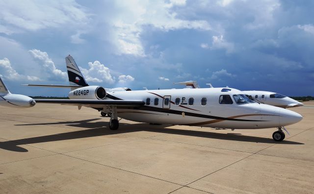 IAI 1124 Westwind (N224GP) - IAI Westwind II ~ Just had the registration transferred and the numbers painted on at Harrison Aviation at Arlington Municipal Airport (KGKY). The Texas flag on the vertical stabilizer was a nice touch.