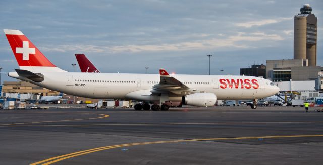 Airbus A330-300 (HB-JHK) - Another on-time arrival for the Swiss !