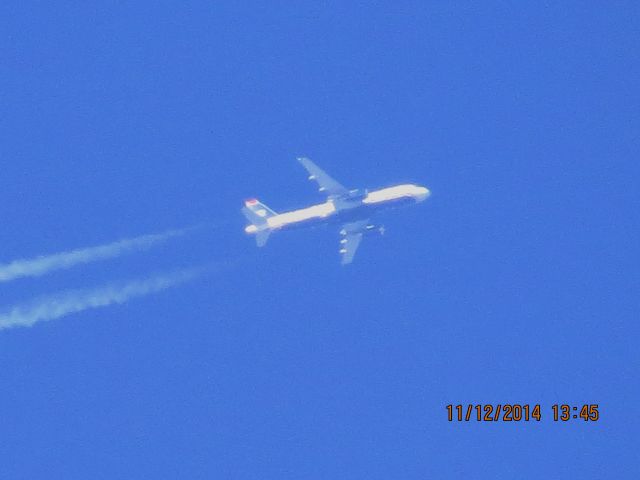 Airbus A320 (N656AW) - US Airways flight 687 from PHX to EWR over Southeastern Kansas at 35,000 feet.
