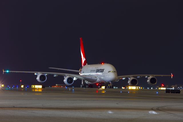 Airbus A380-800 (VH-OQE) - Shot from T2 looking towards TBIT. Canon 7D 70-300mm EF IS.