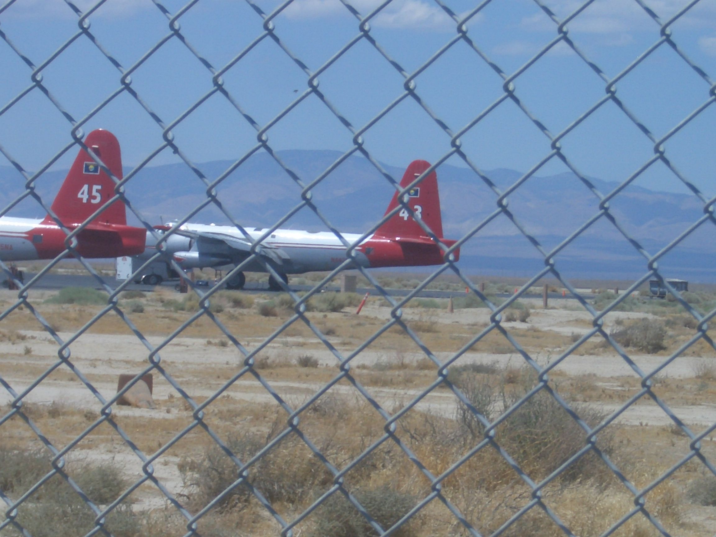 — — - Fire tanker number 43 parked at KWJF.