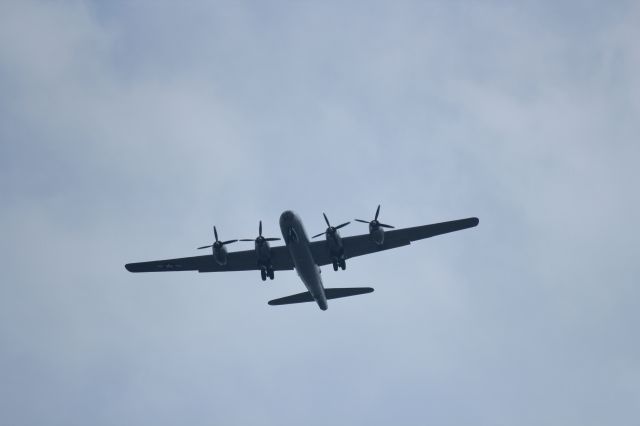 Boeing B-29 Superfortress — - B-29 Fifi departing VNY on 3-22-2015 flying over my back yard.