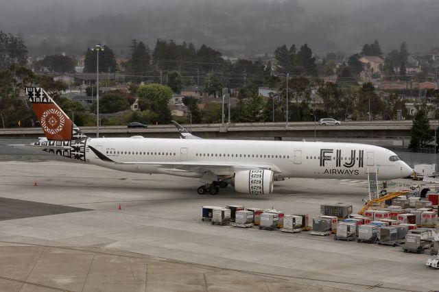 Airbus A350-900 (DQ-FAJ) - 17th August, 2024: Aircraft parked on the apron by California Highway 101 prior to her return red-eye flight across the Pacific to Nadi International in Fiji as FJ 871. 