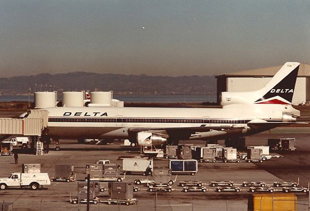 Lockheed L-1011 TriStar (N705DA) - Tristar L1011-385-1 at KSFO taking on supplies for the return trip to Atlanta. Cn is 193C-1071. This jet served with American Trans Air, also as N193AT