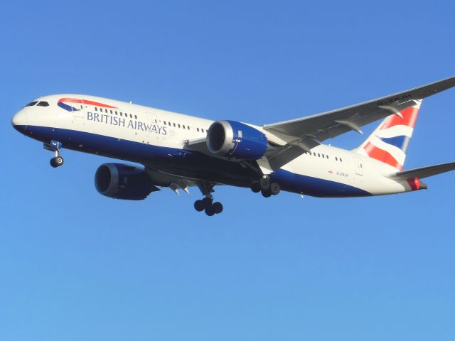 Boeing 787-8 (G-ZBJH) - British Airways (BA) G-ZBJH B787-8 [cn38615]br /London Heathrow (LHR). British Airways flight BA102 arriving from Calgary (YYC).br /Taken from Northern Perimeter Road (27R Approach)br /2015 01 02 a rel=nofollow href=http://alphayankee.smugmug.com/Airlines-and-Airliners-Portfolio/Airlines/EuropeanAirlines/British-Airways-BA/https://alphayankee.smugmug.com/Airlines-and-Airliners-Portfolio/Airlines/EuropeanAirlines/British-Airways-BA//a