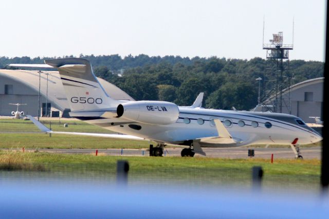 Gulfstream Aerospace Gulfstream G500 (OE-LVA) - MJet Gulfstream G500 parked on the East Apron on 7-Sep-21 on a sixteen-day visit.