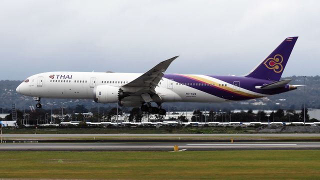 Boeing 787-9 Dreamliner (HS-TWB) -  Boeing 787-9 cn 38780-623. Thai Airways International HS-TWB name Phrom Buri rwy 03 YPPH 03 September 2022