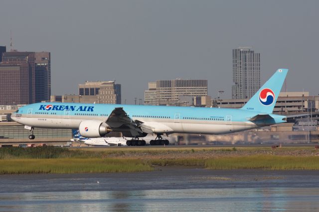 BOEING 777-300ER (HL8346) - Welcome back to Boston Korean Air! KAL B777-300 with 200th Boeing markings arrives to Boston Logan Airport on 8/22/20 resuming service. 