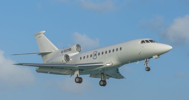 Dassault Falcon 900 (G-ECHB) - A early morning landing of this bird!