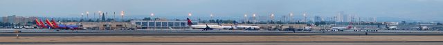 Boeing 737-800 (N3742C) - This dawn-hour panoramic shot, created from four separate photos, shows Deltas N3742C taxiing away from the RNO terminal. Nine other morning flights had already departed before it got light enough for me to snap this succession of four pictures from the eastern edge of taxiway Charlie which is far across the airport from the terminal area on the west side.br /Obviously, the best way to view this panoramic compilation snapshot is by clicking on FULL. Then, simply scroll across to view the picture.