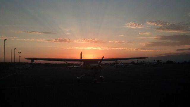 Cessna 175 Skylark (N7688M) - Taken with my cell phone after dinner at D&D Café at the Riverside CA airport.