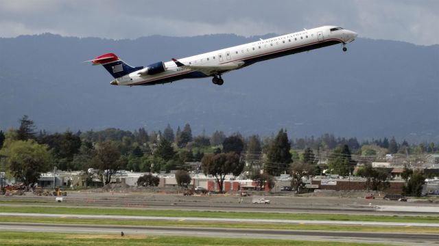 Canadair Regional Jet CRJ-900 (N918FJ) - N918FJ Mesa Airlines Canadair CRJ-900br /11 yearsbr /23-Mar-2015 CRJ9 San Jose Intl (KSJC) Phoenix Sky Harbor Intl (KPHX) 10:14 PDT 11:37 MST 1:23