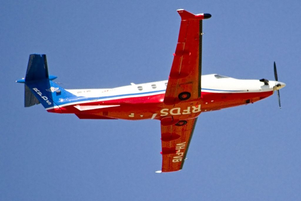 Pilatus PC-12 (VH-FVB) - Getting airborne off runway 23 and heading off on another mercy flight, on the last day of the Australian summer. Thursday 28th February 2013.