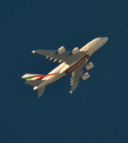 Airbus A380-800 — - Emirates 222 Dallas/Fort Worth Intl to Dubai Int'l over Cleveland 36,000 ft. 10-26-14
