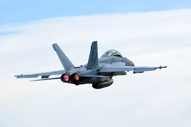 — — - Super Hornet from VFA-22 departing Bob Hope Airport for Rose Bowl overflight New Years Day 2010