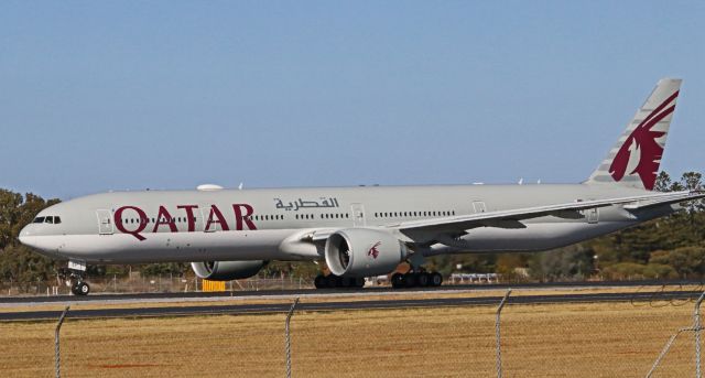 Boeing 777-200 (A7-BEP) - Departing RW 05 YAPD for MEL