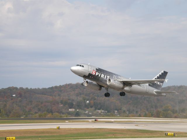 Airbus A319 (N524NK) - Headed to KMYR. Nothing like seeing an Airbus at CRW!