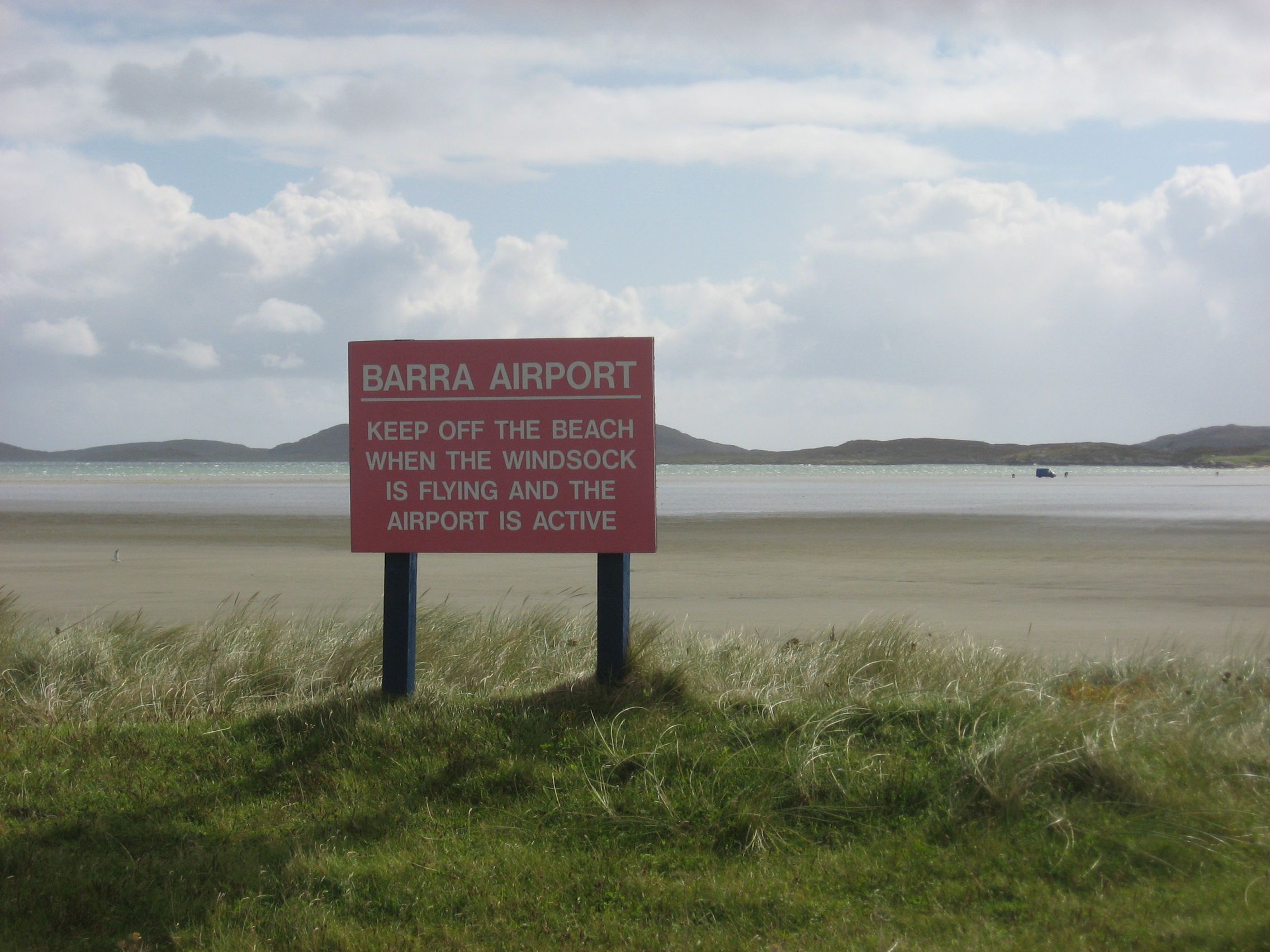 — — - Barra airport in Scotland is also the beach. Washed by the tide twice a day and served 4 times a day by a Twin Otter to Glasgow. 