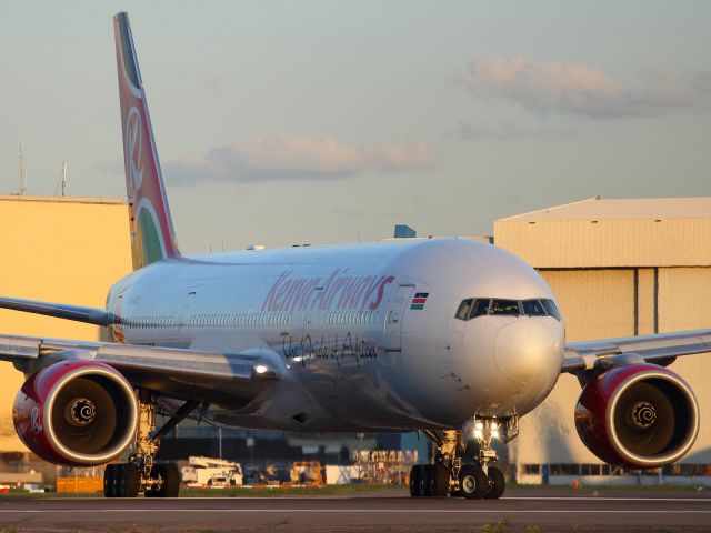 Boeing 777-200 — - Kenya Airways B777-200ER lining up on runway 027R at LHR.