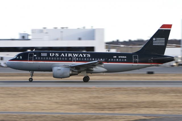 Airbus A319 (N769US) - March 16, 2010 - landed at Portland, Maine