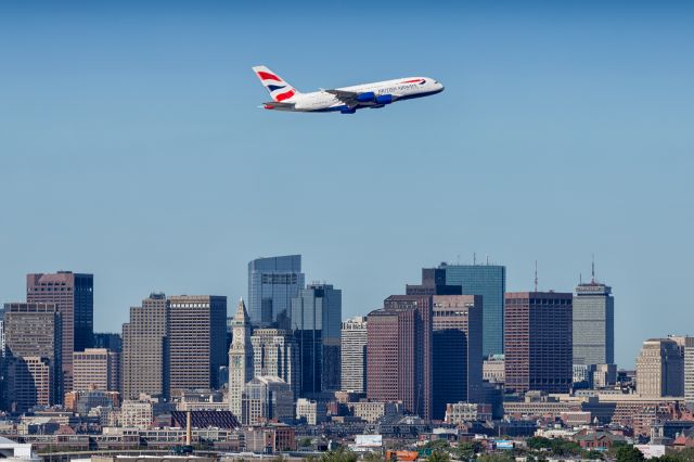 Airbus A380-800 (G-XLEB) - BA268 medical diversion. This was the first time a BA A380 visited Boston.