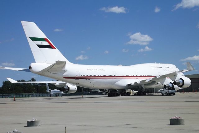 Boeing 747-400 (A6-HRM) - Dubai One Heavy in Lexington for the annual Keeneland Horse Sales.