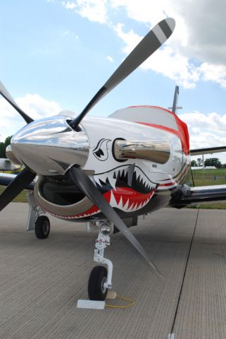 Socata TBM-850 (N850SJ) - TBM 850 N850SJ shark teeth nose art, at EAA AirVenture 2008.