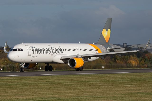 Airbus A321 (G-TCDJ) - TCX1006 to Banjul taxying along the length of 23L before departing on 05R.