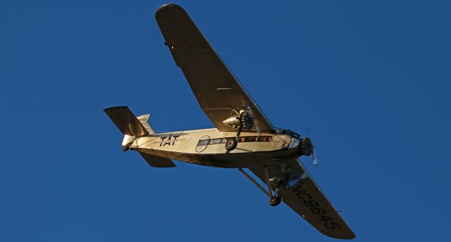 Ford Tri-Motor (N9645) - This click taken in the last few moments of daylight as the sun is setting and darkness is falling captures the Liberty Aviation Museums 1928 Ford Tri-motor N9645 / NC9645 "City Of Wichita - City Of Port Clinton" turning final to land at Reno Stead Airport (KRTS).   br /* I recommend clicking on FULL to view this pic. *