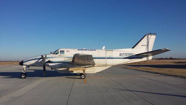 Beechcraft Airliner (N230BH) - I parked it here, waiting for cargo on a relatively warm Nebraska day.