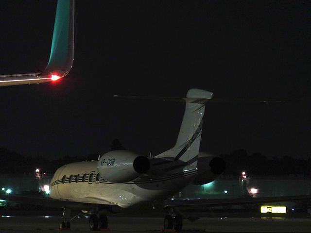 Gulfstream Aerospace Gulfstream G650 (VP-COR) - I took this picture on Aug 28, 2018.