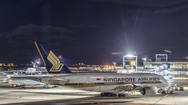 Airbus A380-800 (9V-SKK) - View from room 920 in the TWA Hotel at JFK -- Singapore A 380