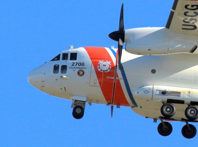 ALENIA Spartan (C-27J) (HC27J2706) - KRDD - USCG HC27J #2706 on the Redding flyby - this was the 1st clear weather day we had in weeks. Close up of the cockpit area - just checking to see if anyone was waving hello"...click full.