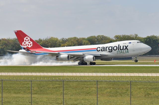 Boeing 747-400 (LX-VCV) - I don't think I have ever seen as much smokin' on the tires before. 5-L 09-29-23