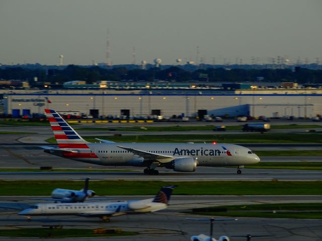 Boeing 787-8 (N803AL) - American Boeing 737-8 Dreamliner beacon shot and takeoff roll for Beijing (PEK) Wow. I think it turned out nicely! Views from Hilton OHare!