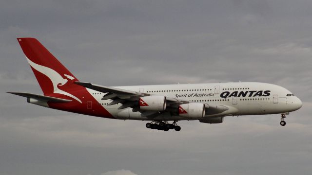 Airbus A380-800 (VH-OQE) - Qantas A380 on final approach at KMCO