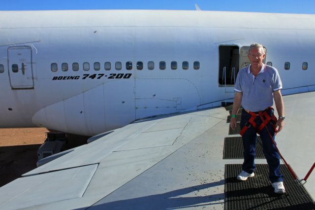 — — - Wing walk on a 747-200 in Longreach outback Queensland australia. this is the only place where this can be done.