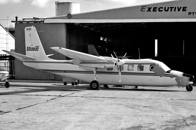 VH-DCE — - AERO COMMANDER 680F - REG VH-DCE (CN 1655-33) - ESSENDON MELBOURNE VIC. AUSTRALIA - YMEN (20/3/1979)35MM B/W NEGATIVE SCAN.